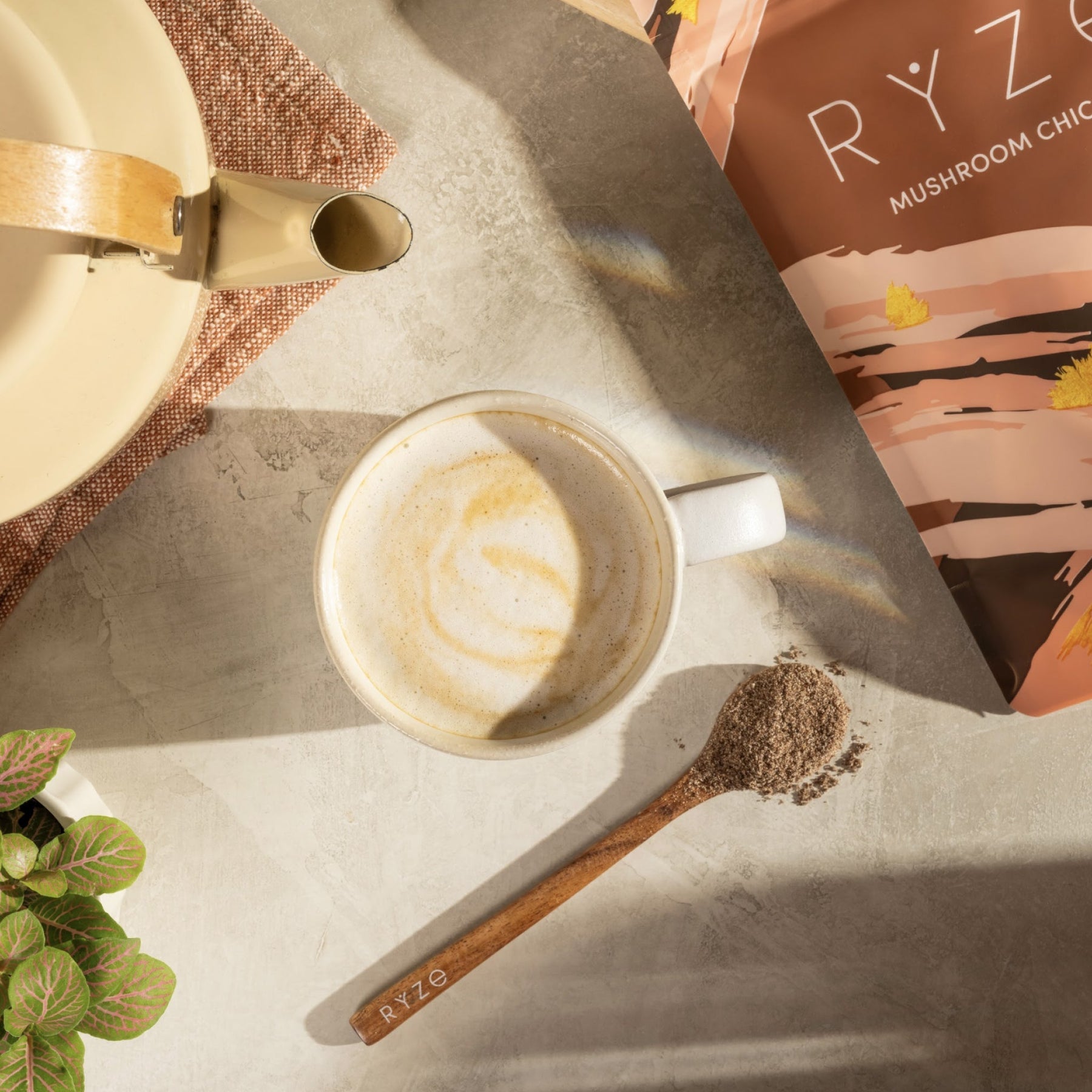 RYZE Mushroom Chicory — Organic Instant Chicory with Shitake & Lions mane, 30 Servings U4