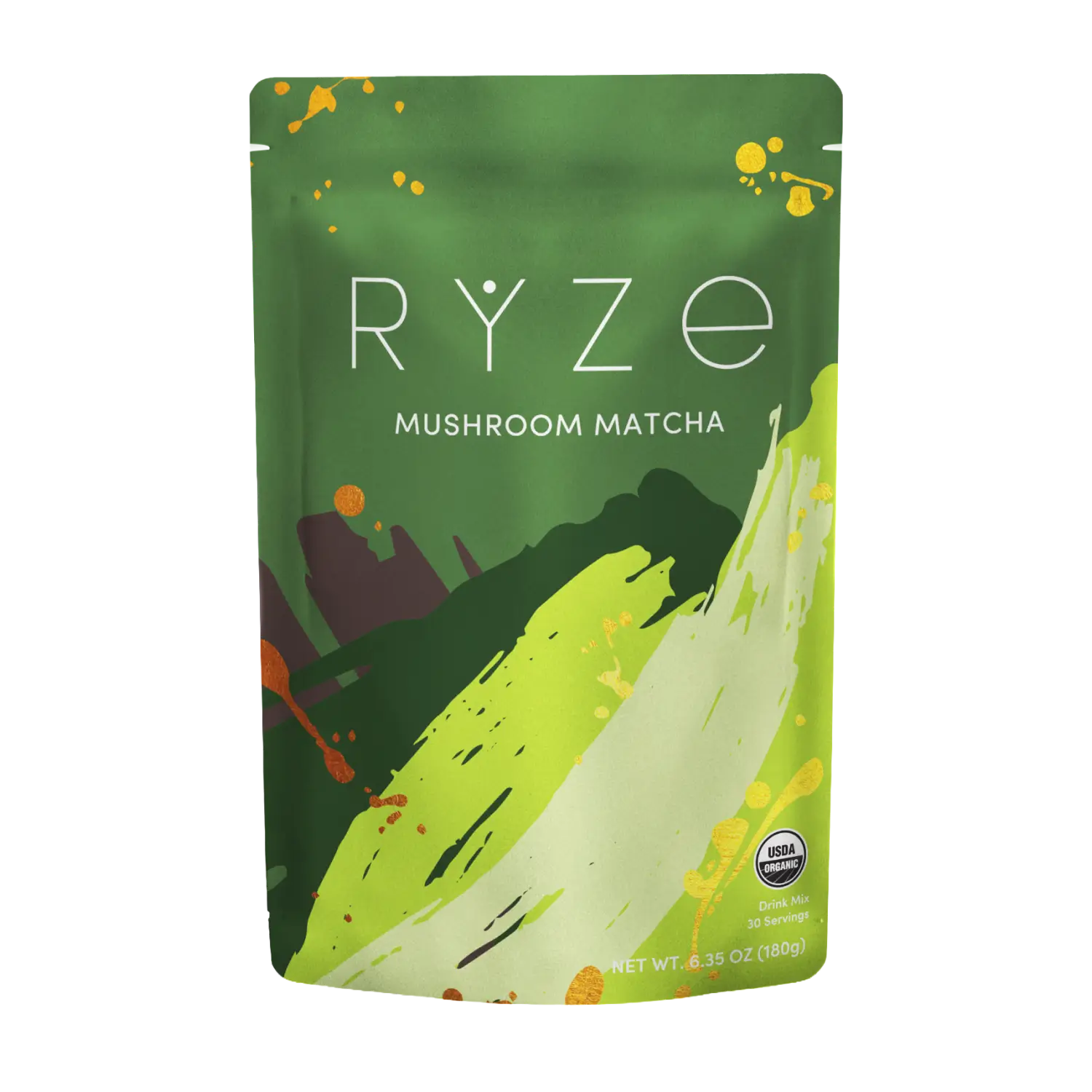 RYZE Mushroom Matcha — Organic Instant Matcha Latte with Lion's Mane & King Trumpet, 30 Servings D3