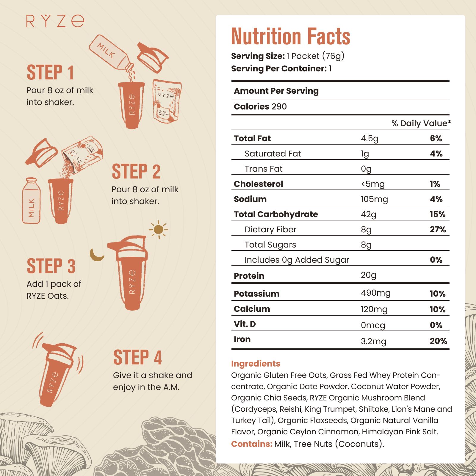 Mushroom Overnight Oats Pack (28 Servings) H2