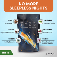 RYZE Hot Cocoa - with 6 Sleep Superfoods to Help Fall Asleep and Stay Asleep D3