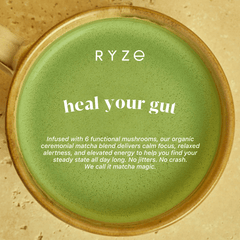 RYZE Mushroom Matcha - with 6 Organic Adaptogenic Mushrooms Grown In USA and Ceremonial-Grade Japanese Matcha N4