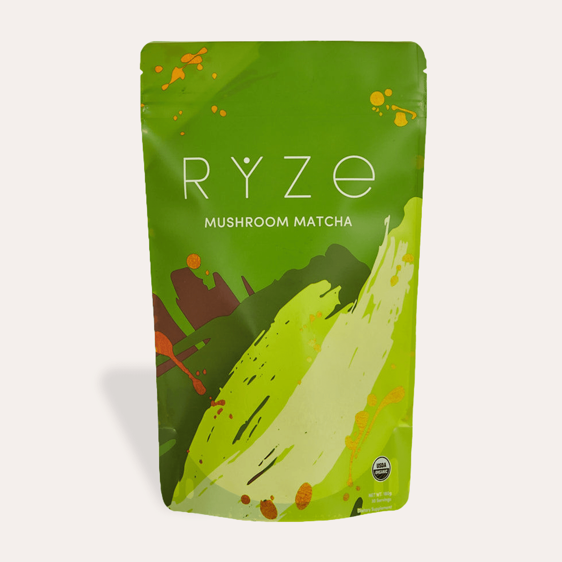 RYZE Mushroom Matcha - with 6 Organic Adaptogenic Mushrooms Grown In USA and Ceremonial-Grade Japanese Matcha N4