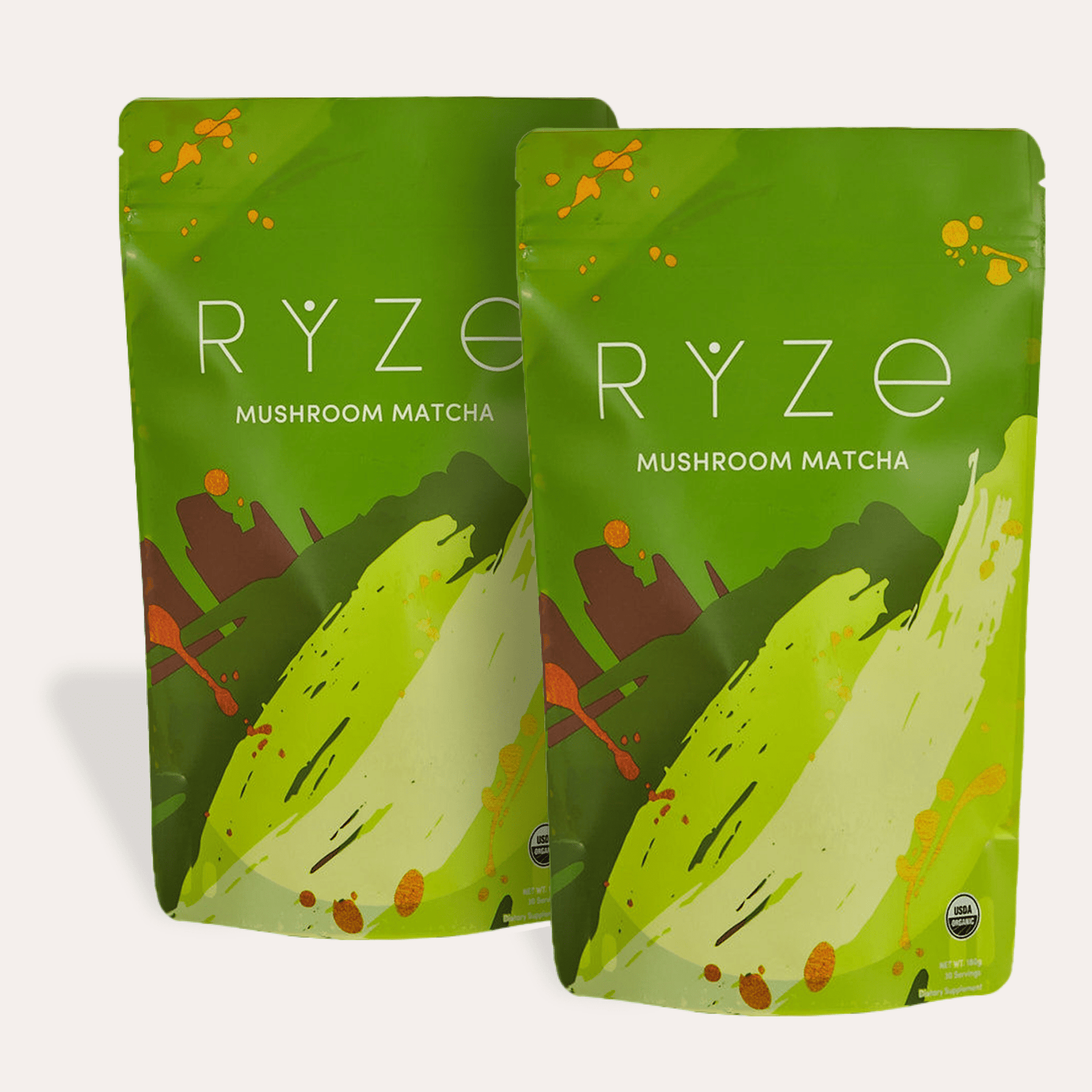 RYZE Mushroom Matcha - with 6 Organic Adaptogenic Mushrooms Grown In USA and Ceremonial-Grade Japanese Matcha N4
