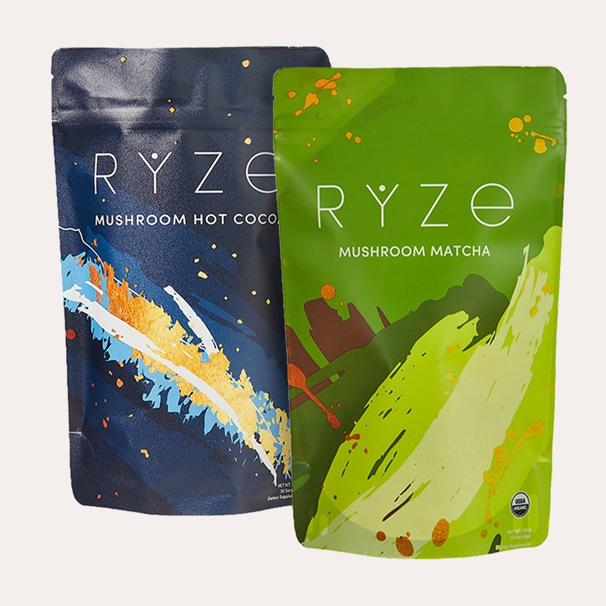 RYZE Mushroom Matcha - with 6 Organic Adaptogenic Mushrooms Grown In USA and Ceremonial-Grade Japanese Matcha N4